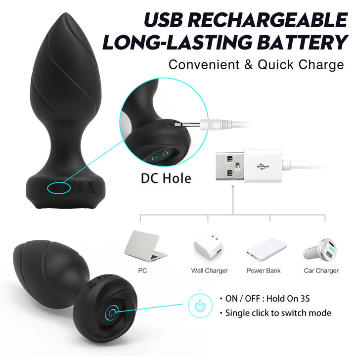 Anal Plug Sex Toys for Men Women Anal Toys Silicone Vibrating Butt Plug Vibrator with Remote Control 10 Modes, Prostate Massager Anal Adult Sensory Toys Male Anal Vibrator