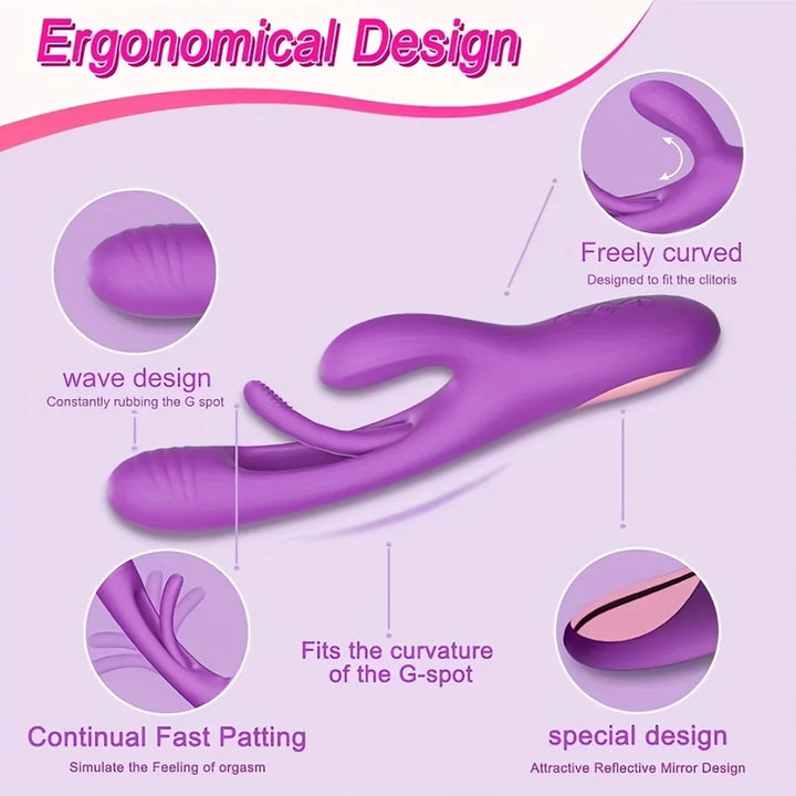 Rabbit Vibrator Dildo for Women: G Spot Vibrator Sex Toys with 7 Vibration 7 Licking Flapping, Silicone Personal Vibe Massager, Rechargeable Powerful Adult Sex Toy for Female Couples