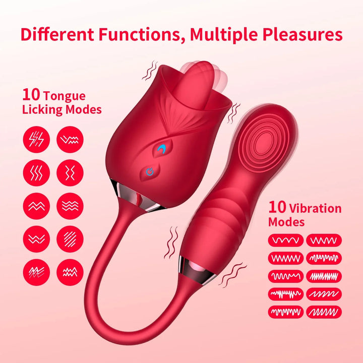 Rose Toys Vibrators for Women, Clitoral G Spot Vibrator for Female, Thrusting Dildos for Adult Couples Pleasure, Red.