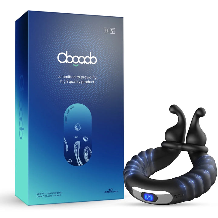 Vibrating Penis Ring, Penis Ring with Rabbit Design, Rechargeable Silicone Adult Toys Couples Vibrator with 10 Vibration Modes, Sex Toys for Men Couples, Black