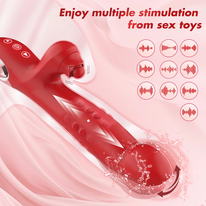 Thrusting Vibrators for Women - G Spot Vibrator Sex Toys with 10 Vibrations & 10 Tongue Licking & 5 Telescopic Modes, Adult Thrusting Dildo for Female Couples Games
