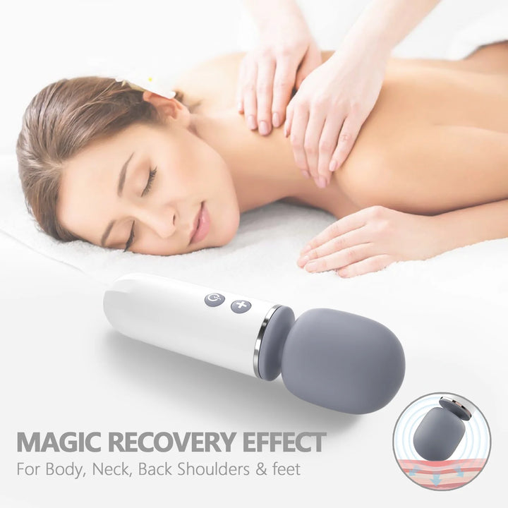 Wand Massager, 20 Vibration Modes and 8 Speeds, Rechargeable, Quiet, Waterproof, Cordless, for Neck Shoulder Back Foot Muscle Body Massage, Sport Recovery White