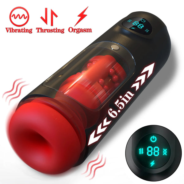 Sex Toys for Men Automatic Male Masturbator Cup with 8 Thrusting & Vibrating Modes, 3D Sleeve Stroker LCD Display Adult Toy for Self-Pleasure Masturbation