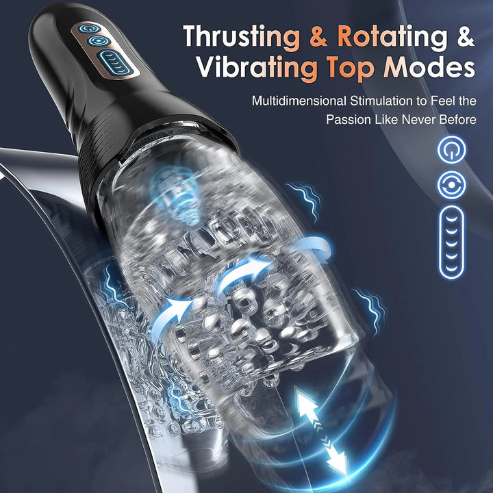 Automatic Sucking Male Masturbator Sex Toys, Male Sex Toy with 5 Thrusting & Rotating & 10 Vibrating Modes, Adult Toys Men Masturbation Machine Electric Pocket Male Stroker Sex Toys for Men