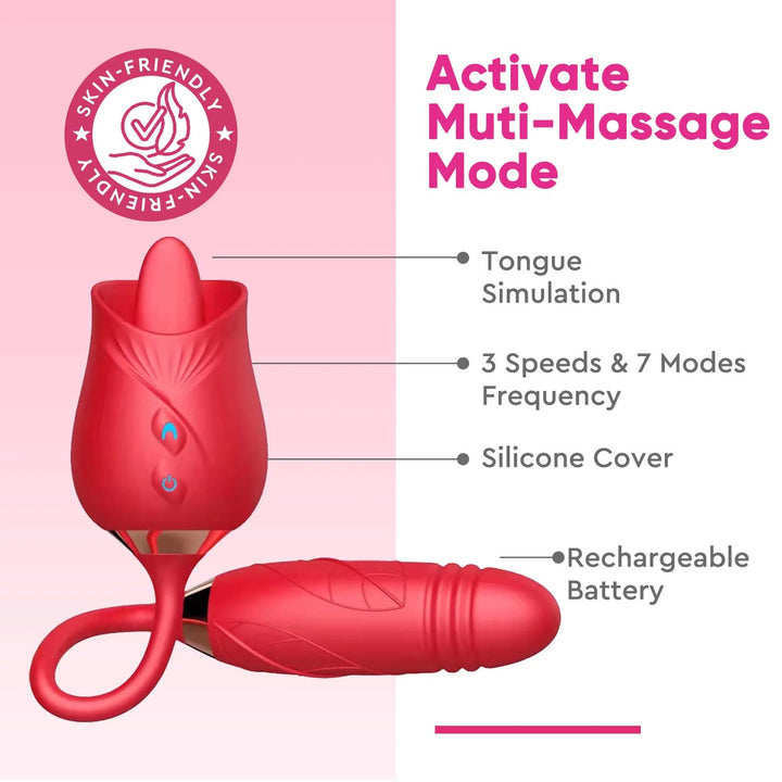 Rose Toys, 2 in 1 Rose Sex Toys Vibrators for Women G Spot Vibrator Partner Toys for Adult Pleasure Stimulator