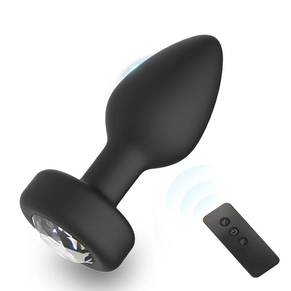 Anal Plug Vibrator, Silicone Rechargeable Vibrating Anal Plug with Remote Control, 10 Vibration Modes Vibrator for Men, Women and Couples, M