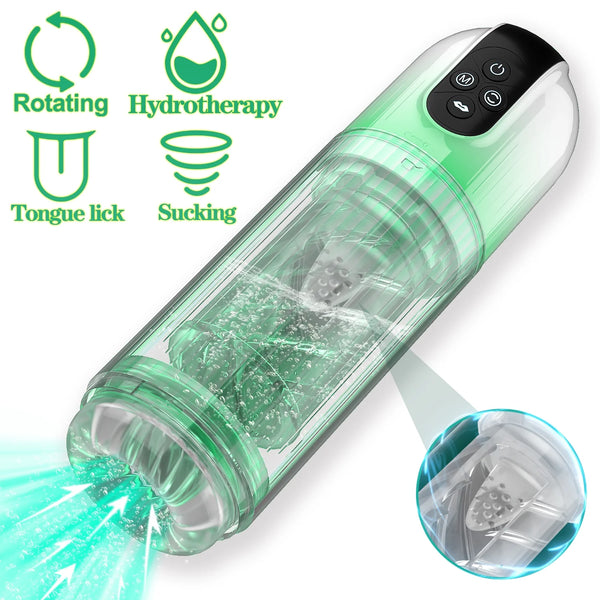 2 in 1 Automatic Male Masturbator, Fully Waterproof Male Masturbators Sex Toy with Tongue Lick Rotation & Suction Modes, Stroker Adult Male Sex Toys for Men