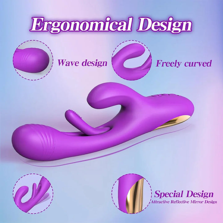 Rabbit Vibrator Dildo for Women: G Spot Vibrator Sex Toys with 7 Vibration 7 Licking Flapping, Silicone Personal Vibe Massager, Rechargeable Powerful Adult Sex Toy for Female Couples