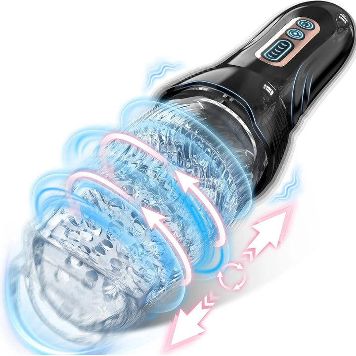 Automatic Sucking Male Masturbator Sex Toys, Male Sex Toy with 5 Thrusting & Rotating & 10 Vibrating Modes, Adult Toys Men Masturbation Machine Electric Pocket Male Stroker Sex Toys for Men