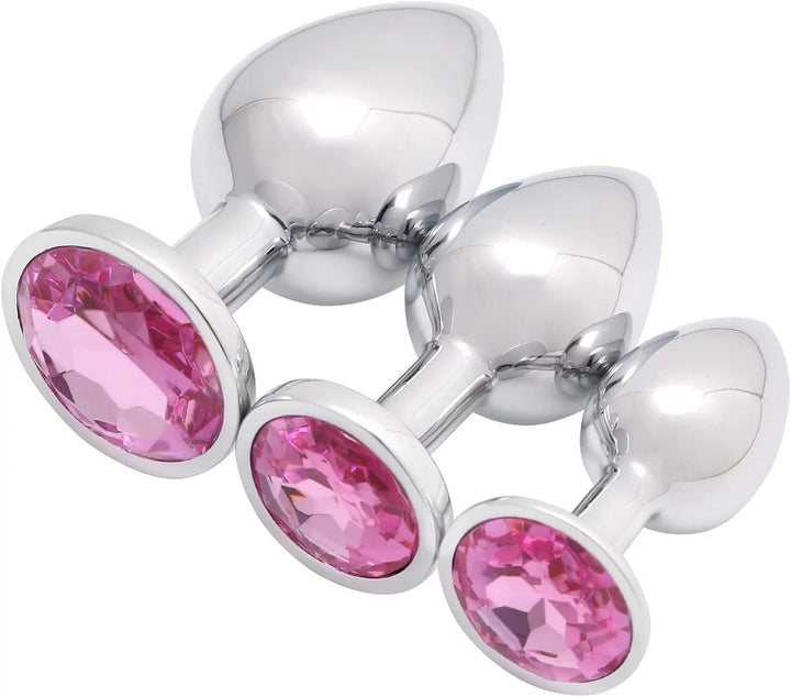 Butt Plugs 3PCS Anal Toys, Expanding Plug Toys Stainless Steel Anales Trainer Sets Butt Adult Toy Plug Tool Anal Plugs Toy - Pink