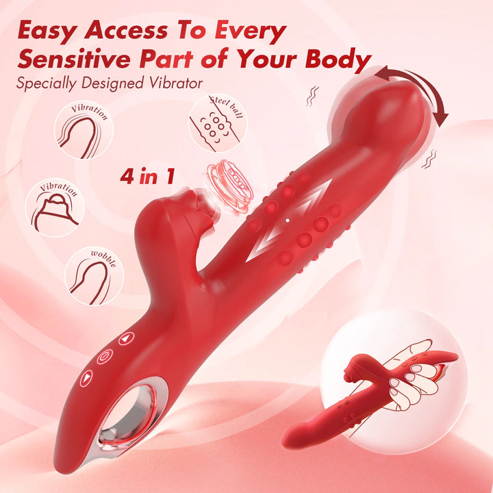 Thrusting Vibrators for Women - G Spot Vibrator Sex Toys with 10 Vibrations & 10 Tongue Licking & 5 Telescopic Modes, Adult Thrusting Dildo for Female Couples Games