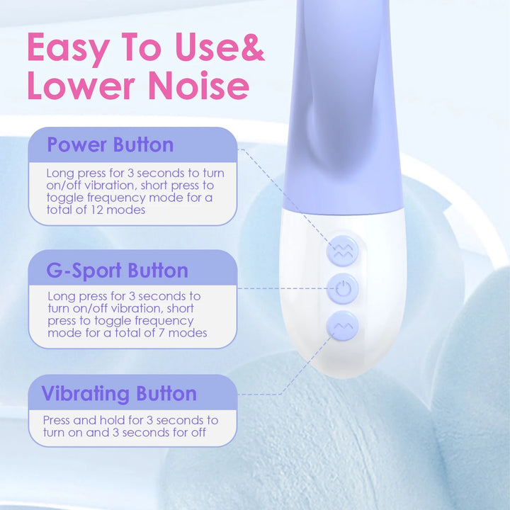 G-Spot Rabbit Vibrator with Heating, 12 Speed Vibrating Stimulator G Spot Sex Toys for Women Adult Toys (Purple)