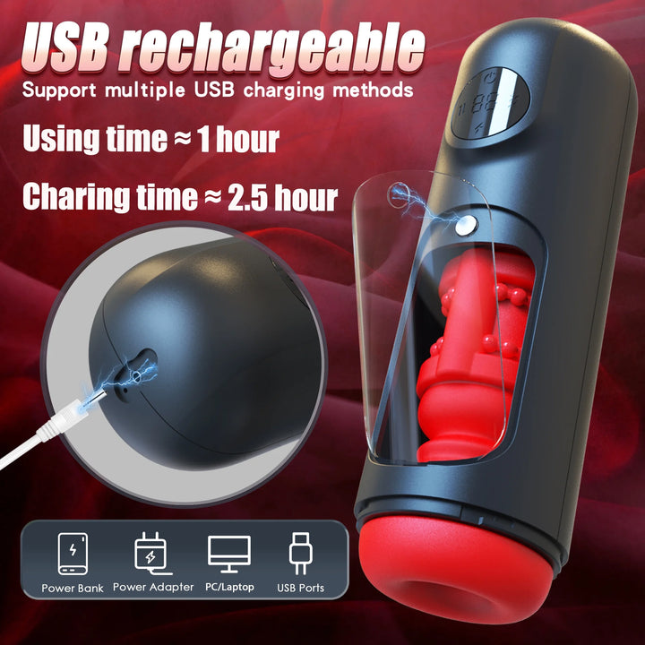 Sex Toys for Men Automatic Male Masturbator Cup with 8 Thrusting & Vibrating Modes, 3D Sleeve Stroker LCD Display Adult Toy for Self-Pleasure Masturbation