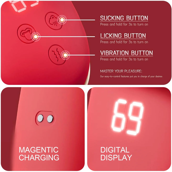 3-In-1  Adult Toys for Women,3 Sucking 9 Tongue Licking & Vibrating Modes,G Spot Clitoral Vibrators Rose Toy,Nipple Sex Toys for Women Female