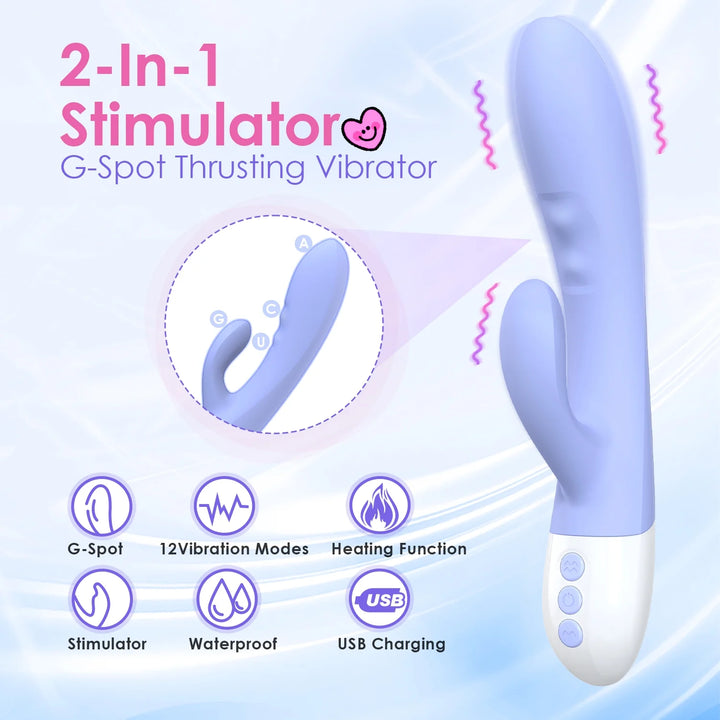 G-Spot Rabbit Vibrator with Heating, 12 Speed Vibrating Stimulator G Spot Sex Toys for Women Adult Toys (Purple)