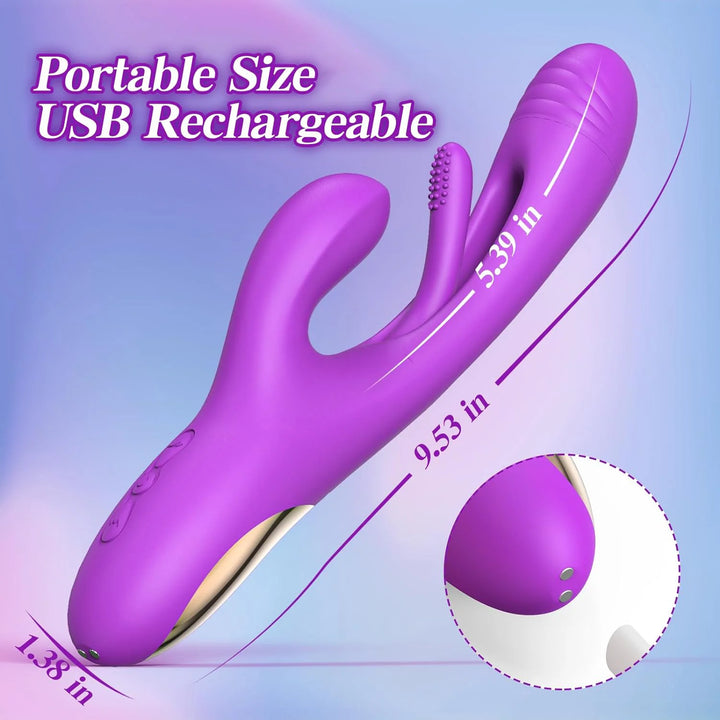 Rabbit Vibrator Dildo for Women: G Spot Vibrator Sex Toys with 7 Vibration 7 Licking Flapping, Silicone Personal Vibe Massager, Rechargeable Powerful Adult Sex Toy for Female Couples