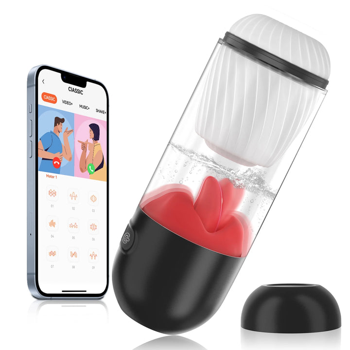 AYIYUN Automatic Male Masturbator, Fully Waterproof Male Masturbators APP Remote Control Sex Toy with Tongue Licking Vibration & 360° Rotation Modes, Stroker Adult Toys for Men