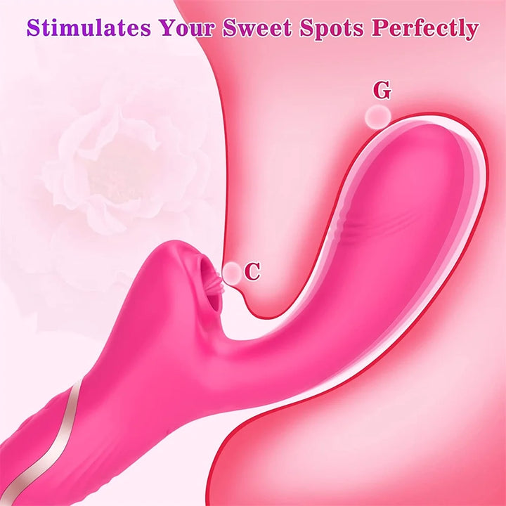 Vibrator Dildo for Women Sucking Clitoris Stimulator G-Spot Massager Adults Goods Sex Toys-Rose Red
