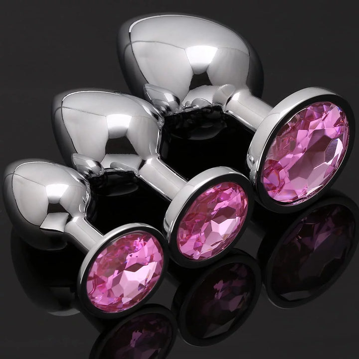 Butt Plugs 3PCS Anal Toys, Expanding Plug Toys Stainless Steel Anales Trainer Sets Butt Adult Toy Plug Tool Anal Plugs Toy - Pink