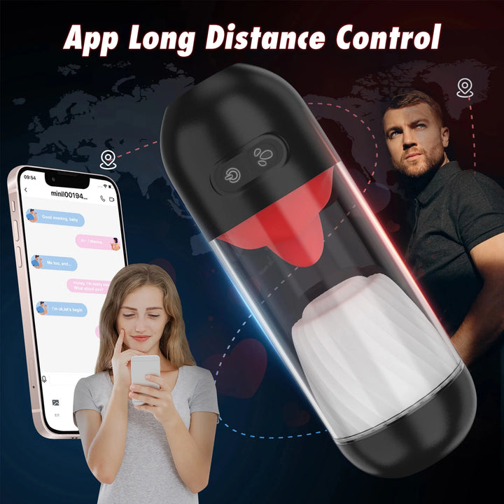 AYIYUN Automatic Male Masturbator, Fully Waterproof Male Masturbators APP Remote Control Sex Toy with Tongue Licking Vibration & 360° Rotation Modes, Stroker Adult Toys for Men