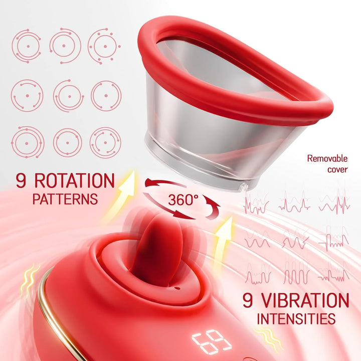3-In-1  Adult Toys for Women,3 Sucking 9 Tongue Licking & Vibrating Modes,G Spot Clitoral Vibrators Rose Toy,Nipple Sex Toys for Women Female