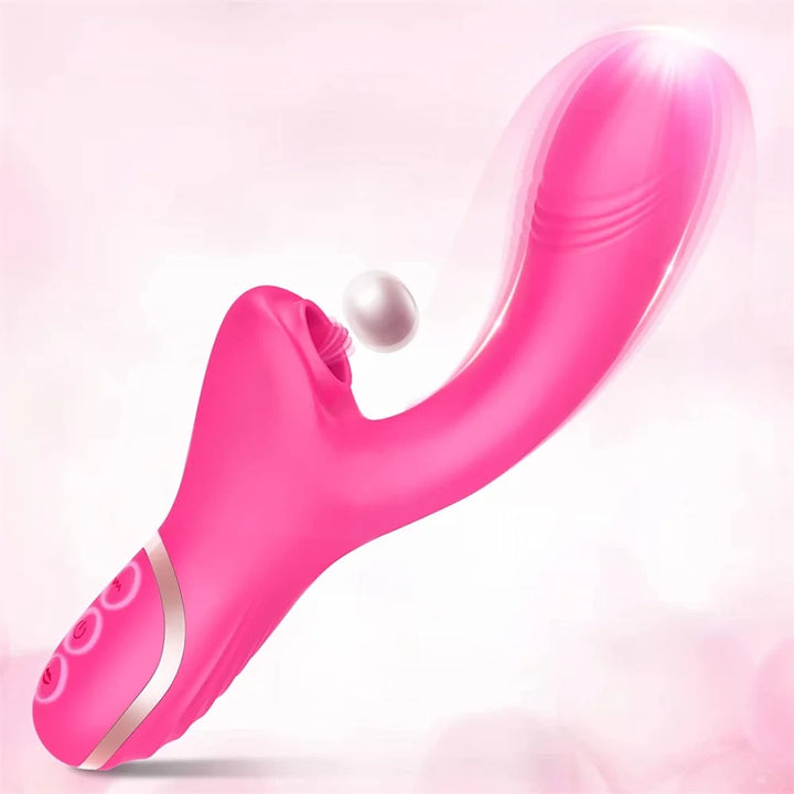 Vibrator Dildo for Women Sucking Clitoris Stimulator G-Spot Massager Adults Goods Sex Toys-Rose Red