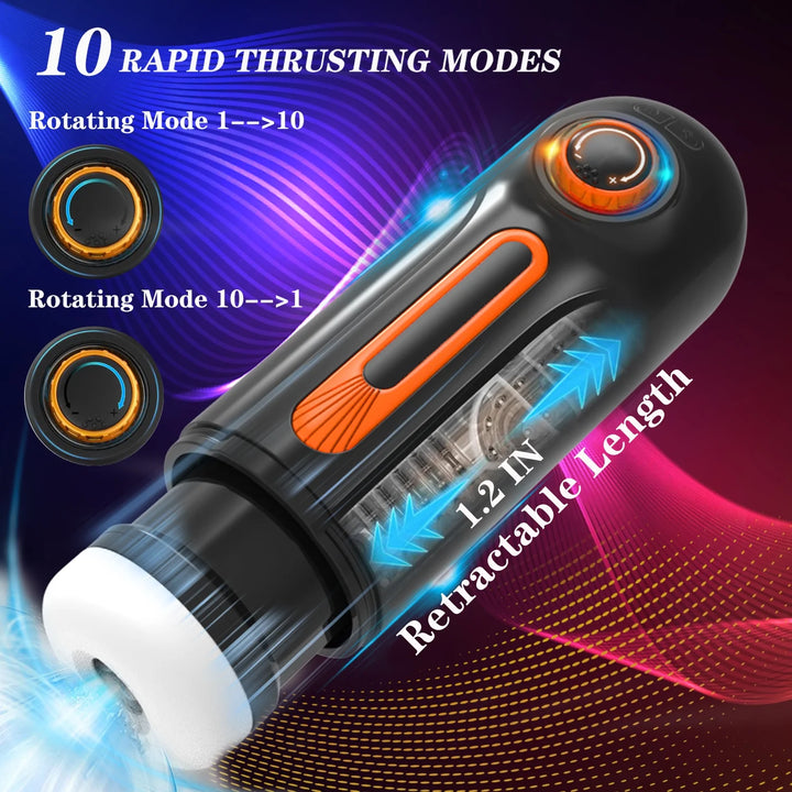 4 in 1 Automatic Male Masturbators Sex Toys for Men, with 10 Thrusting & 10 Vibrating & 4 Sucking Modes, 40 ℃ Heating Stroker Self-Pleasure Masturbation Adult Toy