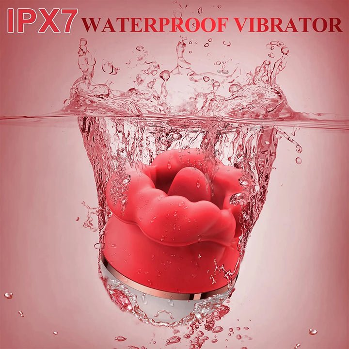 Rose Toys for Woman Tongue Licking Suction Vibrator with 3 Suction Modes 5 Vibrations Nipple Toy Vibrator Sex Toys,Red