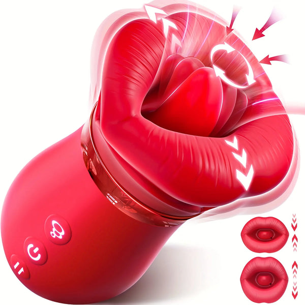 4 in 1 Mouth Sucking Vibrator Rose Sex Toy, Tongue Vibrator Tongue Licking Sucking Adult Sex Toys, Female Couples Sex Toys