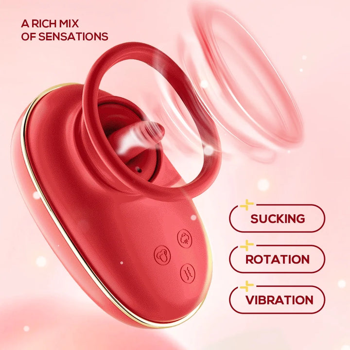 3-In-1  Adult Toys for Women,3 Sucking 9 Tongue Licking & Vibrating Modes,G Spot Clitoral Vibrators Rose Toy,Nipple Sex Toys for Women Female