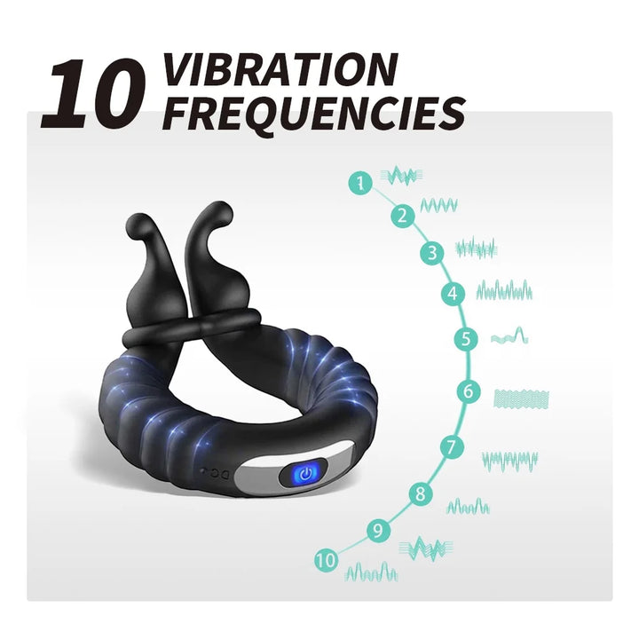 Vibrating Penis Ring, Penis Ring with Rabbit Design, Rechargeable Silicone Adult Toys Couples Vibrator with 10 Vibration Modes, Sex Toys for Men Couples, Black