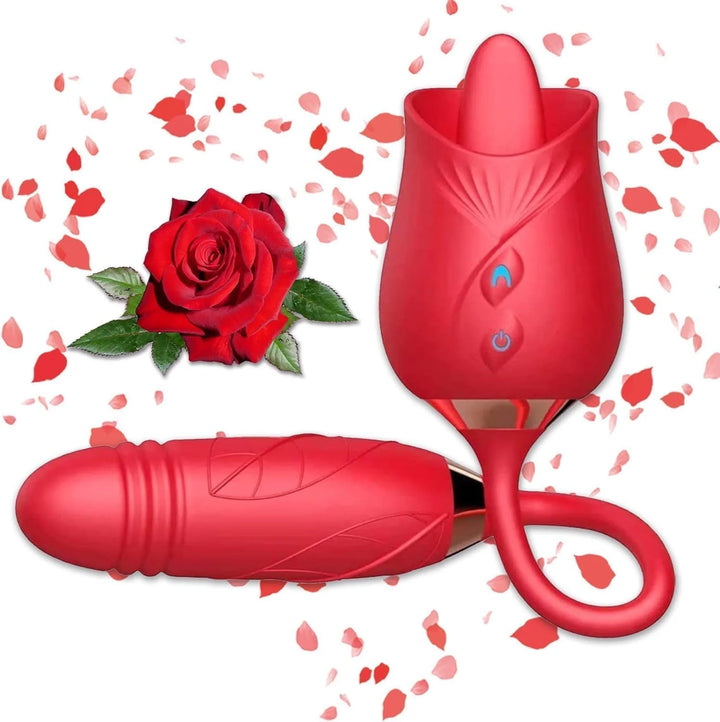 Rose Toys, 2 in 1 Rose Sex Toys Vibrators for Women G Spot Vibrator Partner Toys for Adult Pleasure Stimulator