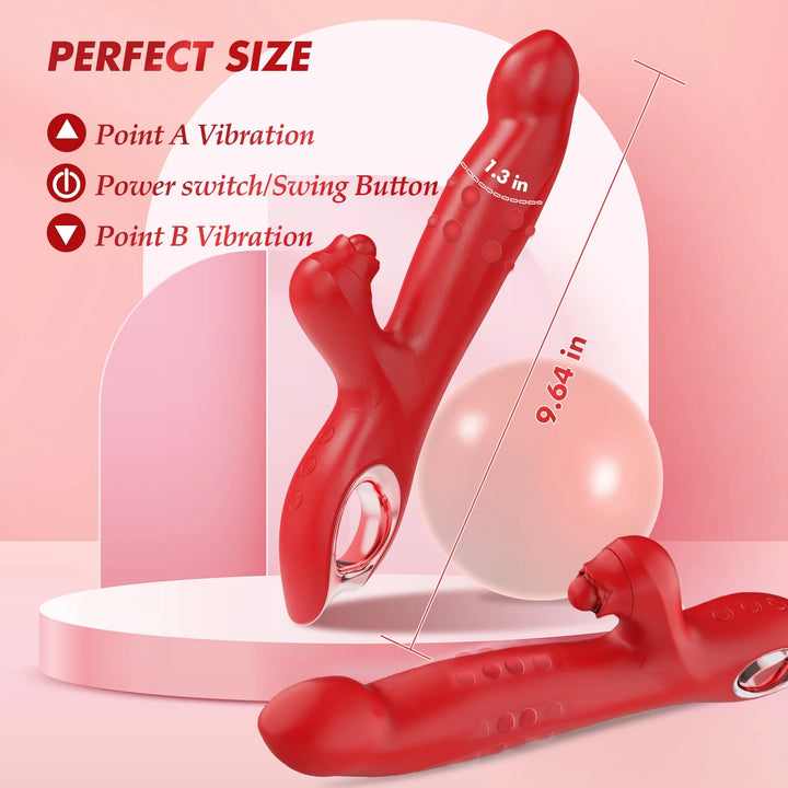 Thrusting Vibrators for Women - G Spot Vibrator Sex Toys with 10 Vibrations & 10 Tongue Licking & 5 Telescopic Modes, Adult Thrusting Dildo for Female Couples Games