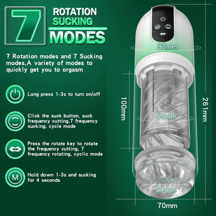 2 in 1 Automatic Male Masturbator, Fully Waterproof Male Masturbators Sex Toy with Tongue Lick Rotation & Suction Modes, Stroker Adult Male Sex Toys for Men