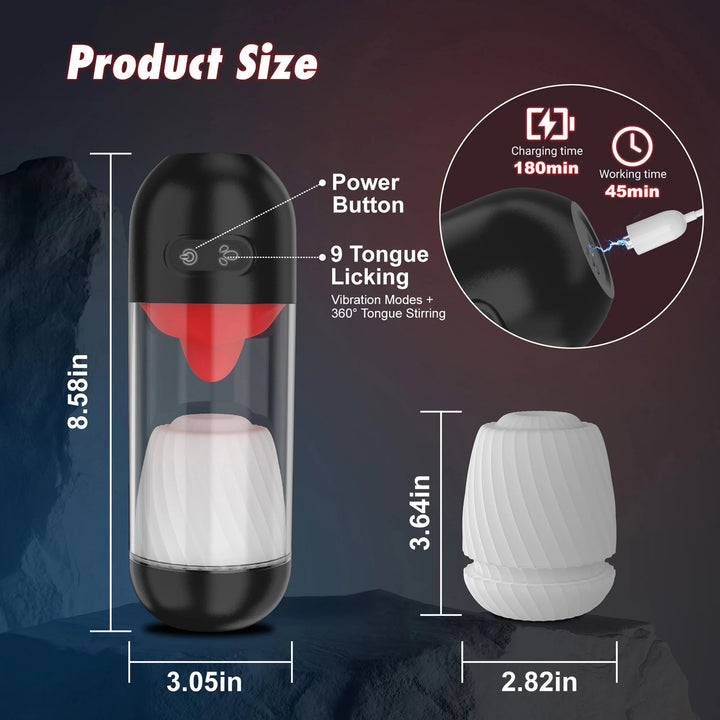 AYIYUN Automatic Male Masturbator, Fully Waterproof Male Masturbators APP Remote Control Sex Toy with Tongue Licking Vibration & 360° Rotation Modes, Stroker Adult Toys for Men
