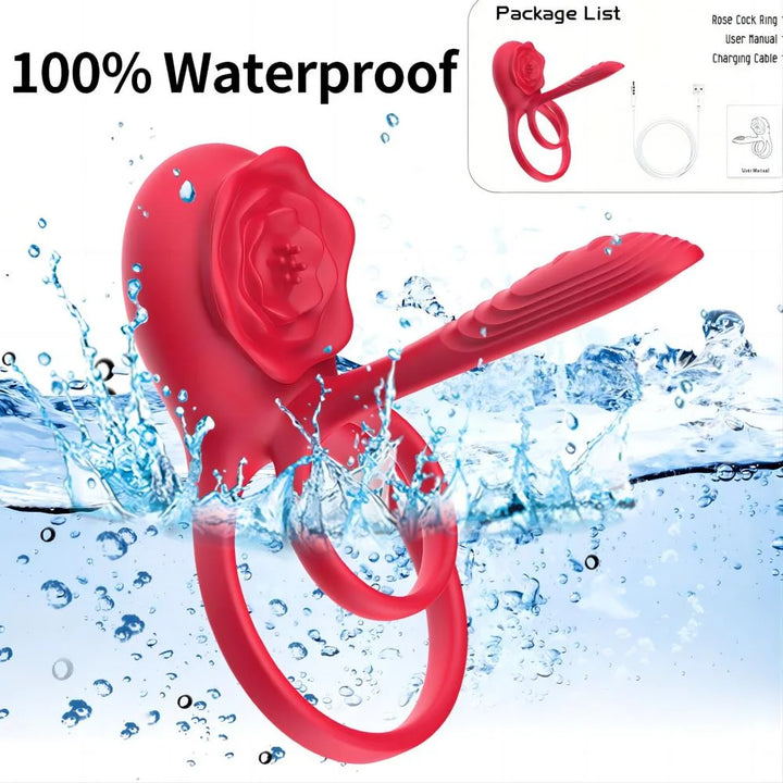 Penis Sleeve with with Rose Vibrator,10 Vibrations Mode APP Remote Control Penis Ring Clitoris Vibrator,Couples Adult Sex Toys for Men Women