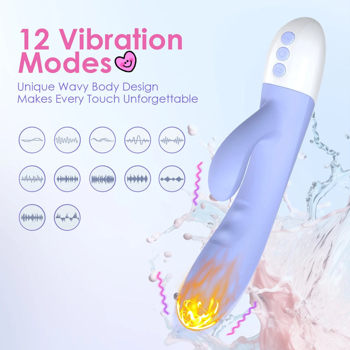 G-Spot Rabbit Vibrator with Heating, 12 Speed Vibrating Stimulator G Spot Sex Toys for Women Adult Toys (Purple)