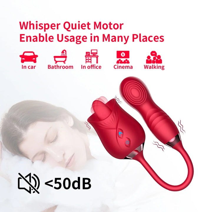 Rose Toys Vibrators for Women, Clitoral G Spot Vibrator for Female, Thrusting Dildos for Adult Couples Pleasure, Red.