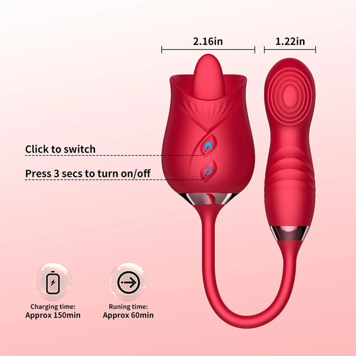 Rose Toys Vibrators for Women, Clitoral G Spot Vibrator for Female, Thrusting Dildos for Adult Couples Pleasure, Red.