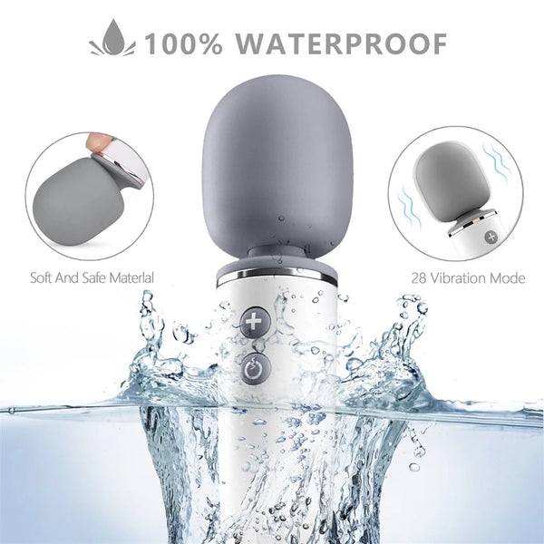 Wand Massager, 20 Vibration Modes and 8 Speeds, Rechargeable, Quiet, Waterproof, Cordless, for Neck Shoulder Back Foot Muscle Body Massage, Sport Recovery White