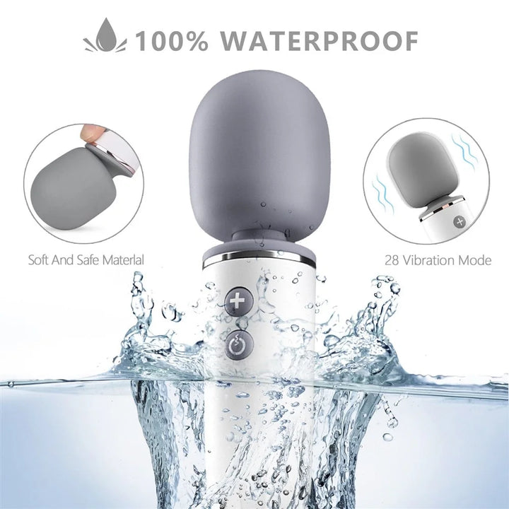 Wand Massager, 20 Vibration Modes and 8 Speeds, Rechargeable, Quiet, Waterproof, Cordless, for Neck Shoulder Back Foot Muscle Body Massage, Sport Recovery White