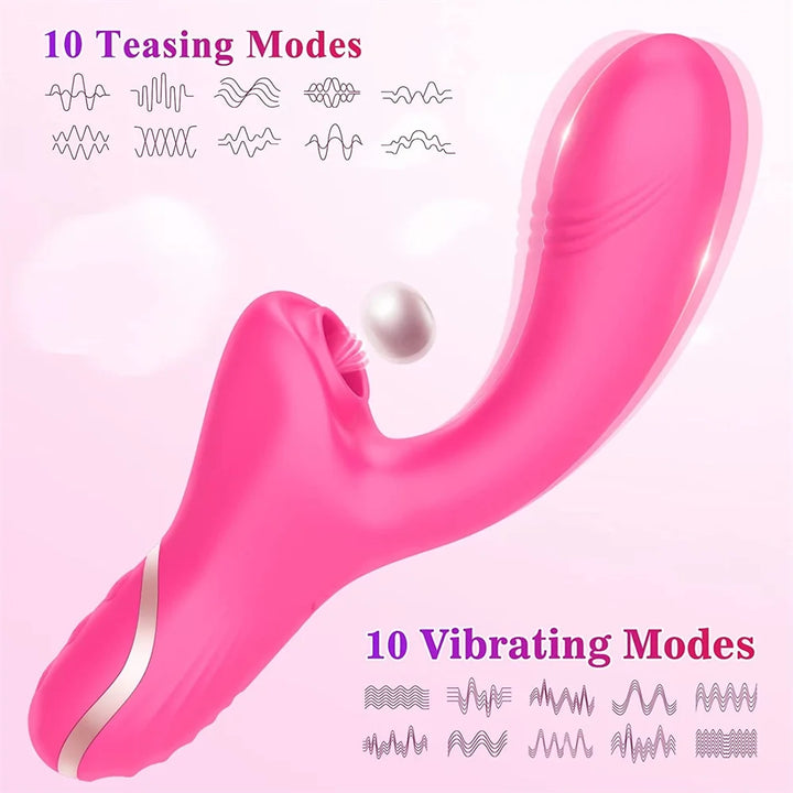 Vibrator Dildo for Women Sucking Clitoris Stimulator G-Spot Massager Adults Goods Sex Toys-Rose Red