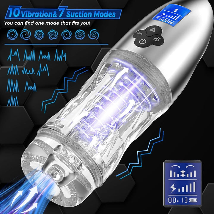 Automatic Male Masturbator, Masturbators Cup with 10 Vibrations & 7 Thrusting Modes Adult Sex Toys for Men