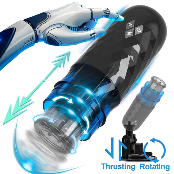 Male Masturbators Cup Sex Toys with Thrusting & Rotating Modes and Suction Cup, Automatic Stroker Adult Toy for Men Self Pleasure Masturbation