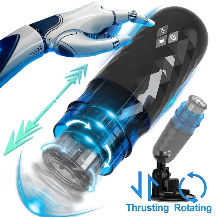 Male Masturbators Cup Sex Toys with Thrusting & Rotating Modes and Suction Cup, Automatic Stroker Adult Toy for Men Self Pleasure Masturbation