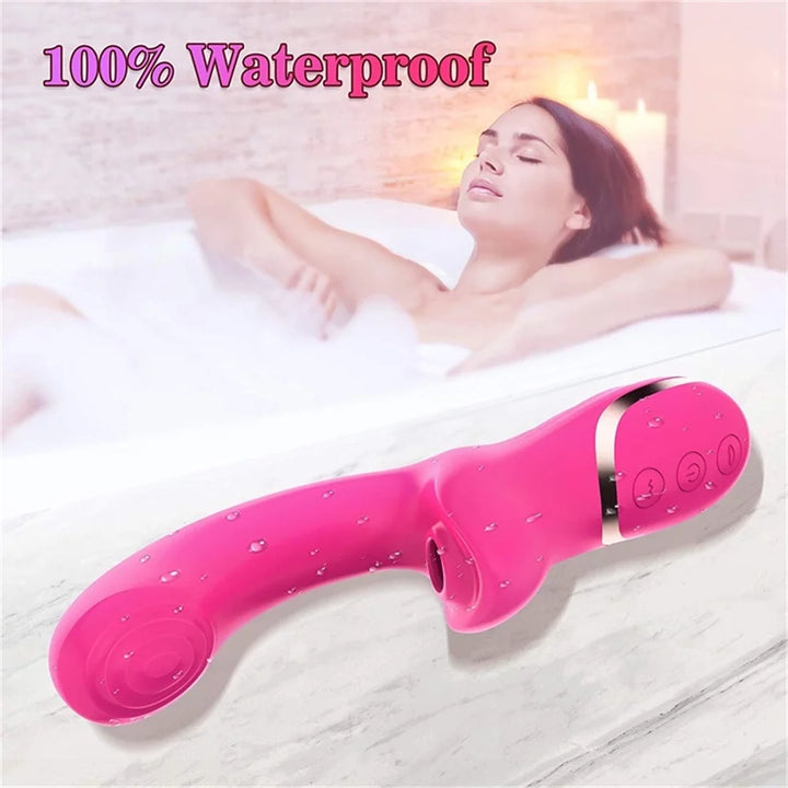 Vibrator Dildo for Women Sucking Clitoris Stimulator G-Spot Massager Adults Goods Sex Toys-Rose Red