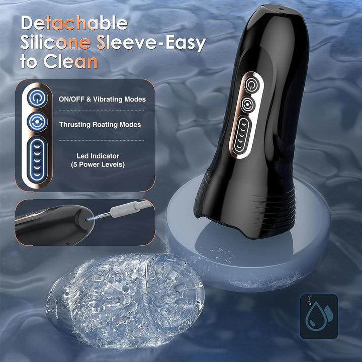 Automatic Sucking Male Masturbator Sex Toys, Male Sex Toy with 5 Thrusting & Rotating & 10 Vibrating Modes, Adult Toys Men Masturbation Machine Electric Pocket Male Stroker Sex Toys for Men