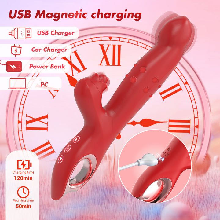 Thrusting Vibrators for Women - G Spot Vibrator Sex Toys with 10 Vibrations & 10 Tongue Licking & 5 Telescopic Modes, Adult Thrusting Dildo for Female Couples Games