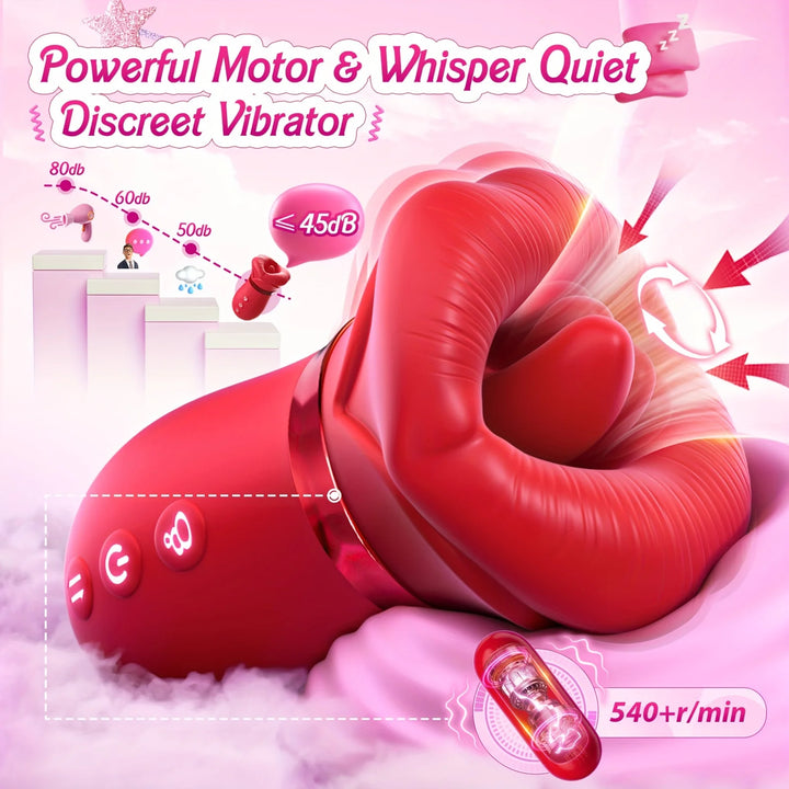 4 in 1 Mouth Sucking Vibrator Rose Sex Toy, Tongue Vibrator Tongue Licking Sucking Adult Sex Toys, Female Couples Sex Toys