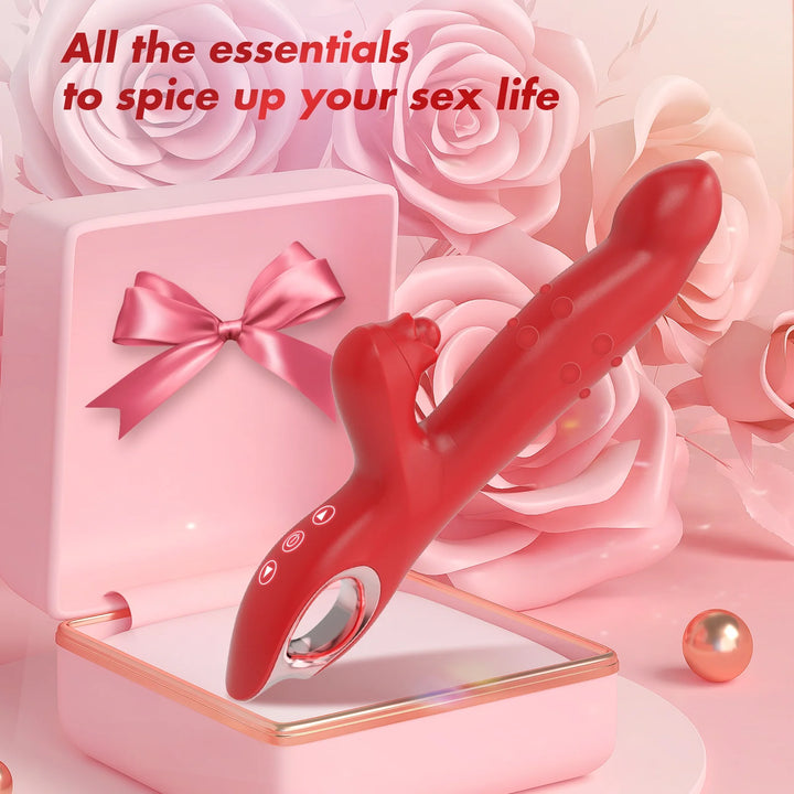 Thrusting Vibrators for Women - G Spot Vibrator Sex Toys with 10 Vibrations & 10 Tongue Licking & 5 Telescopic Modes, Adult Thrusting Dildo for Female Couples Games